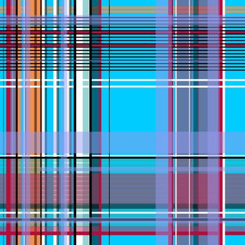 Plaid blue, orange, white and red, seamless tileable digital graphic