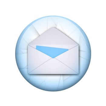 Open envelope. Spherical glossy button. Web element
