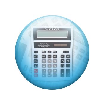 Big calculator. Spherical glossy button. Web element