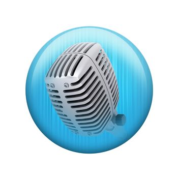 Old microphone. Spherical glossy button. Web element