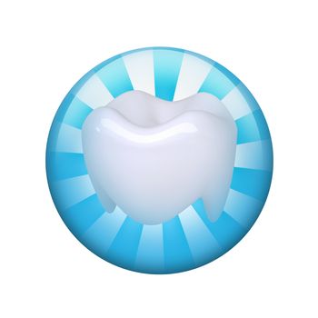 Human tooth. Spherical glossy button. Web element