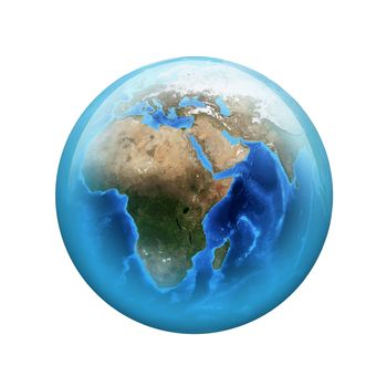 Earth. Spherical glossy button. Elements of this image are furnished by NASA