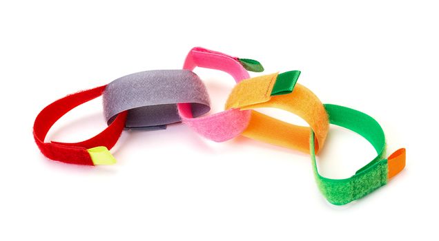 Chain from Colorful Velcro Strips, on white background