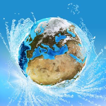 Earth and water. Elements of this image are furnished by NASA
