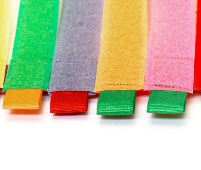 Pack of Colorful Velcro Strips, on white background