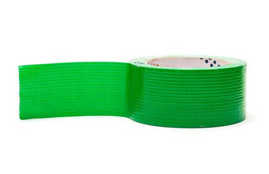 Roll of Green Adhesive Tape, on white background