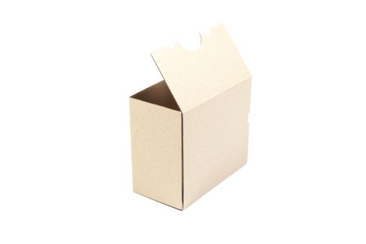 Brown paper box on white background. Rectangular paper box on a white background. Can be deployed easily.
