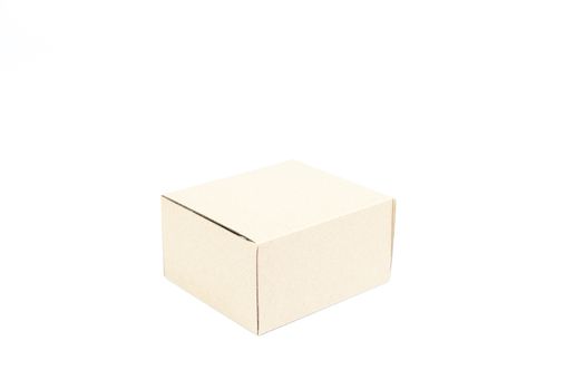 Brown paper box on white background. Rectangular paper box on a white background. Can be deployed easily.
