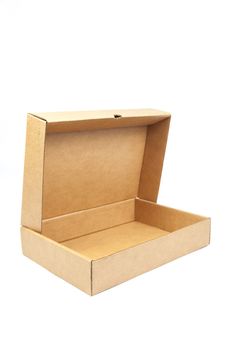 Brown paper box on white background. Rectangular paper box on a white background. Can be deployed easily.