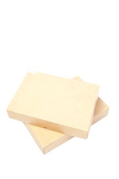 Two brown boxes on white isolated in background.packshot on studio.