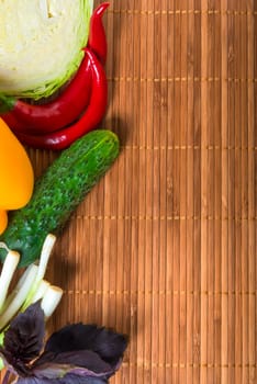 fresh vegetables from the garden on a wooden background