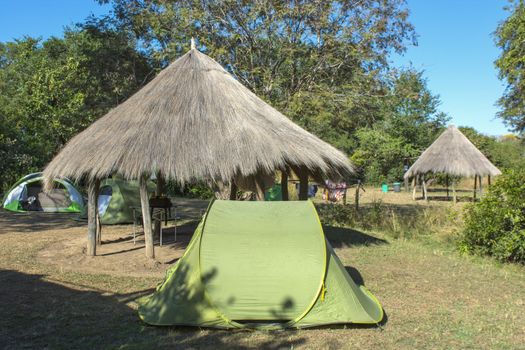 camping tend in the African savannah