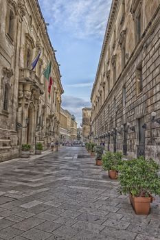 Carafa Palace in the old town of Lecce, previously Monastery of Saint Francis of Paola or Monastery of Paolotte Sisters, in the southern of Italy was  built in XVIII century and now it���s the Municipal House of Lecce