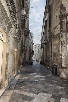 Old alley  in the old town of Lecce in the southern of Italy