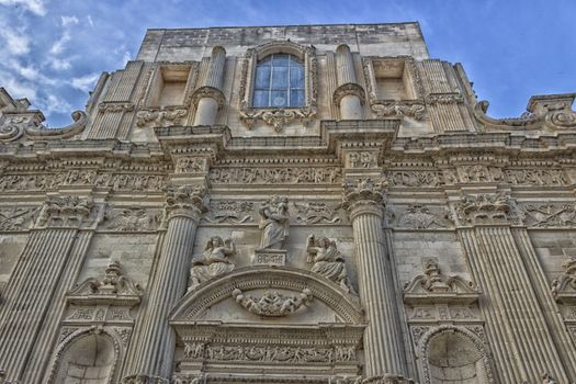 The Church of St. Mary of Constantinople and Saint Angel in the old town of Lecce in the southern of Italy (17th century)