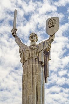 Monumental statue of the "Mother Motherland" in Kiev, sculpture built by Yevgeny Vuchetich and devoted the Great Patriotic War, opened in 1981 year