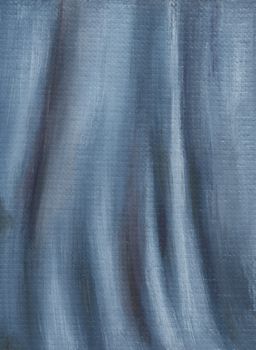 Picture, background of blue cloth. Hand draw painting, oil paints on a canvas