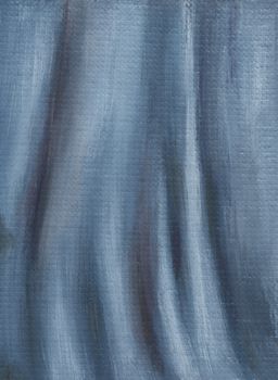 Picture, background of blue cloth. Hand draw painting, oil paints on a canvas