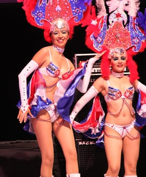 Entertainers performing on stage at a carnaval in Playa del Carmen, Mexico 10 Feb 2013 No model release Editorial only