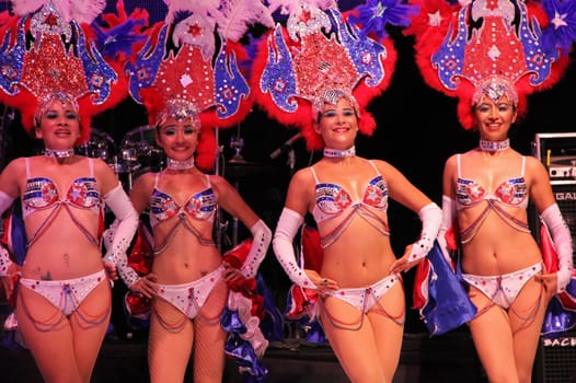 Entertainers performing on stage at a carnaval in Playa del Carmen, Mexico 10 Feb 2013 No model release Editorial only