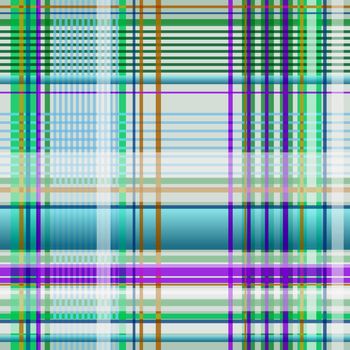 Plaid green, blue, purple, turquoise and white, seamless tileable digital graphic