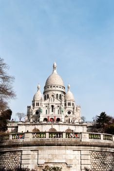 Basilica Sacre Coeur  in Paris is a popular landmark, the basilica is located at the summit of the butte Montmartre, the highest point in the city.