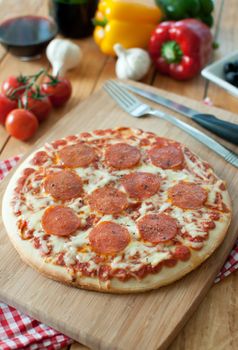 Delicious Italian pizza with mozzarella cheese 