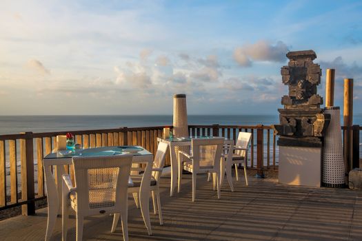 Beautiful modern terrace lounge in the sunset