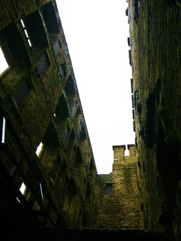 Old Castle indoor bricks walls in Scotland, Uk