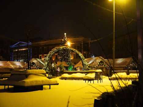 Christmas market at main square of old town in Riga, Latvia,