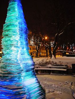 Glass Christmass tree in the Riga, Latvia