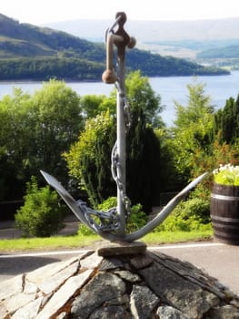 ship's anchor monument in scotish highlands, fort