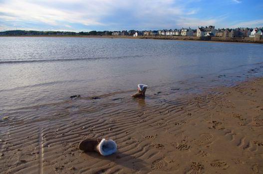 Sea Bay in the Scotland, empty beach