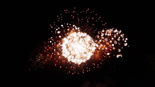 Colorful fireworks on the black sky for new year