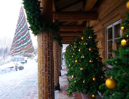 Christmas Tree in Lido restaraunt, Winter in latvia