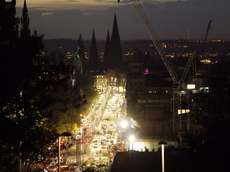 City street at night in Edingurgh, Scotland