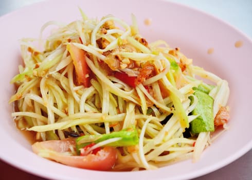 Papaya salad or Sum-Tam, Thai spicy salad