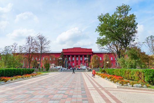 KIEV, UKRAINE - SEP 18, 2013: Main red building of Taras Shevchenko National University of Kyiv (KNU), Ukraine
