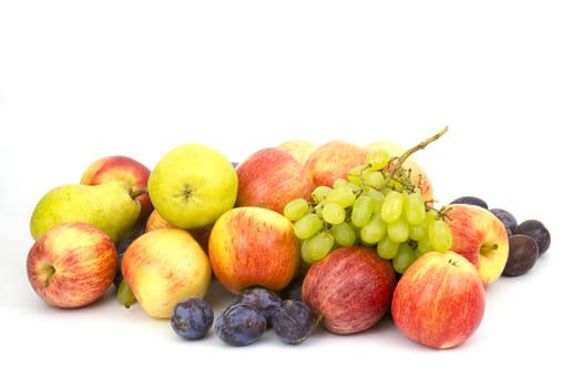 fresh fruits on white background