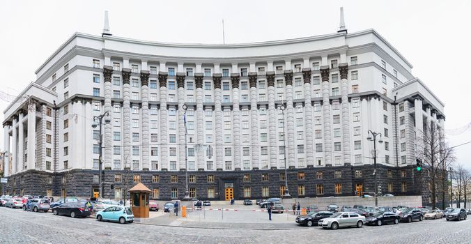 KIEV, UKRAINE - SEP 16, 2013: The building of the Cabinet of Ministers of ukrainian government also referred to as the Government of Ukraine in Kyiv, the capital of Ukraine. 