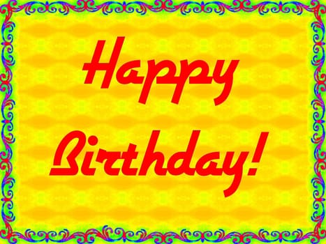 Digital computer graphic - postcard Happy Birthday to You! in a bright colors.