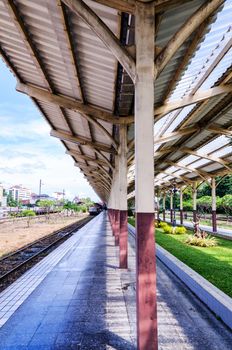 Vintage railroad station platform