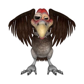 3D digital render of a vulture, 3rd position, isolated on white background