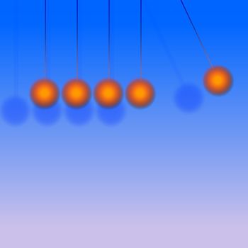 hanging 5 red baubles against a blue background digital graphics