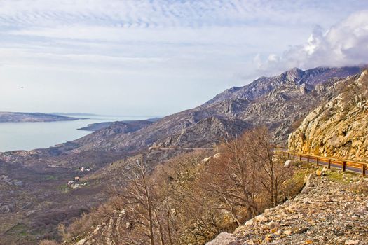 Velebit mountain cliffs and road, Coatia