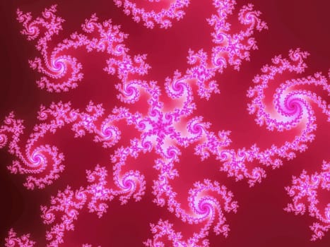 Digital computer graphic - rendering. PTterned fractal with spirals for design.