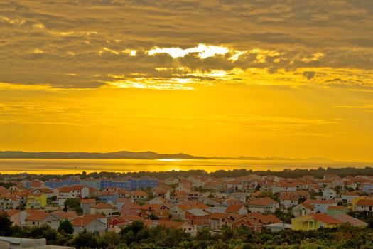 Golden sunset over town of Zadar, Dalmatia, Croatia