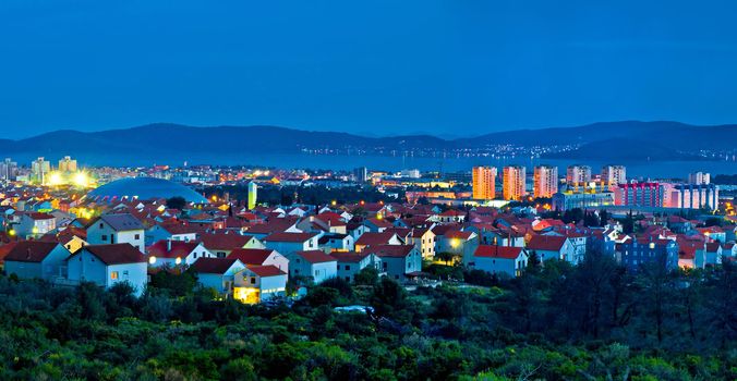 Town of Zadar blue hour panorama, Dalmatia, Croatia