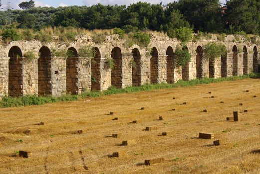 Roman aqueduct near Manavgat in Side, Turkey