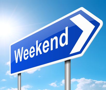 Illustration depicting a road sign with a weekend concept.